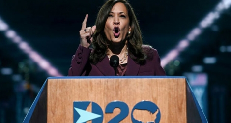 Kamala Harris, colistière de Joe Biden, lors d'un discours au troisième jour de la convention démocrate organisée en ligne, le 19 août 2020 à Wilmington, dans le Delaware.