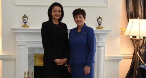 Christelle Sohun en compagnie de Patsy Reddy, gouverneure générale de la Nouvelle-Zélande.