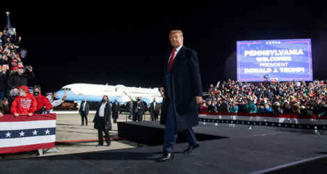 Donald Trump lors d'un meeting de campagne à Erie, dans le nord de la Pennsylvanie, le 20 octobre 2020.