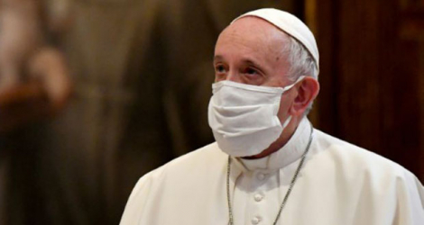 Le pape François lors d'une prière inter-religieuse à Rome, le 20 octobre 2020.