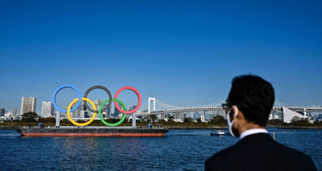 Les anneaux olympiques à Tokyo le 1er décembre 2020.