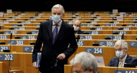 Le négociateur européen pour le Brexit, Michel Barnier, au Parlement européen, le 18 décembre 2020 à Bruxelles Photo Olivier HOSLET. AFP