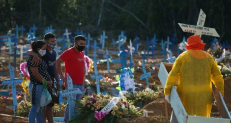Funérailles d'une victime du Covid-19 à Manaus au Brésil, le 30 décembre 2020 Photo Michael DANTAS. AFP