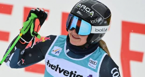 La Néo-Zélandaise Alice Robinson remport le slalom géant de Lenzerheide, en Suisse, le 21 mars 2021 AFP - FABRICE COFFRINI