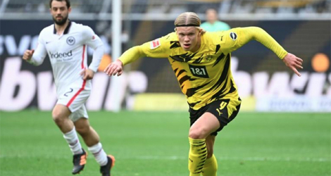 Le Norvégien Erling Haaland (Borussia Dortmund) lors d'un match de Bundesliga contre Francfort Frankfurt, à Dortmund (Allemagne), le 3 avril 2021 afp.com - Ina Fassbender