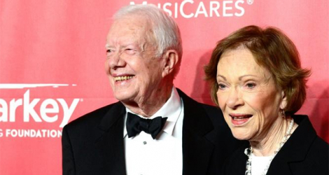 L'ancien président américain Jimmy Carter et sa femme Rosalynn, à Los Angeles, le 6 février 2015.