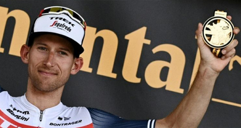 Le Néerlandais Bauke Mollema vainqueur de la 14e étape du Tour de France, entre Carcassonne et Quillan, le 10 juillet 2021.