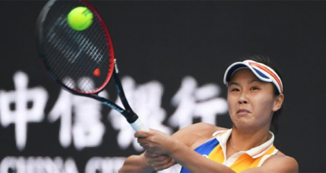 La Chinoise Peng Shuai lors de son match de simple dames contre la Roumaine Monica Nicolescu en 16e de finale à l'Open de Chine, à Pékin, le 4 octobre 2017.