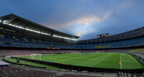 Vue générale du Camp Nou où évolue le FC Barcelone, le 16 juin 2020.