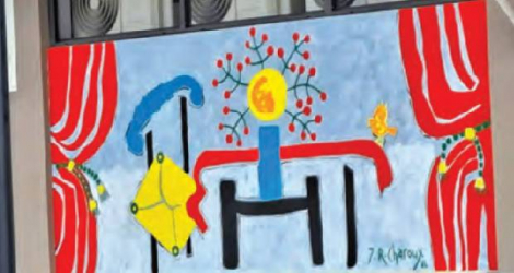 Acrylique de Roger Charoux intitulée «Still life with a yellow bird». Le point de départ, explique le peintre, est un dessin d’enfant qu’il a transformé en scène. Roger Charoux, qui a 93 ans, a commencé à peindre à l’âge de sept ans. Sa première expo, à l’hôtel de ville de Curepipe, a été inaugurée par le poète Robert Edward Hart, en 1949