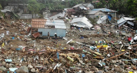 Le quartier de Pilar à Abuyog dévasté par une coulée de boue, le 14 avril 2022 aux Philippines.