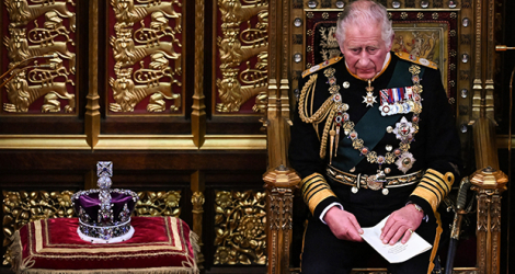 Le Prince Charles lors de son premier discours du trône le 10 mai 2022 à Londres.