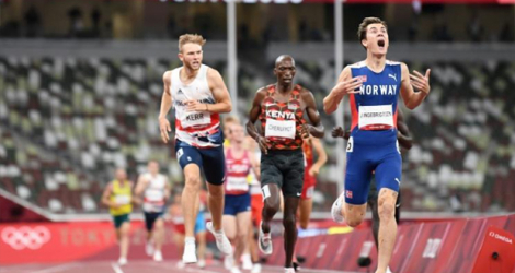 Le Norvégien Jakob Ingebrigtsen remporte la finale du 1500 m aux Jeux olympiques de Tokyo 2020, le 7 août 2021 à Tokyo.