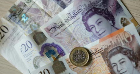 Des billets de banque a l'effigie de la reine Elizabeth le 22 avril 2022 à Londres.