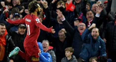 L'attaquant de Liverpool Mohamed Salah vient de marquer contre Manchester City, le 16 octobre 2022 à Liverpool.