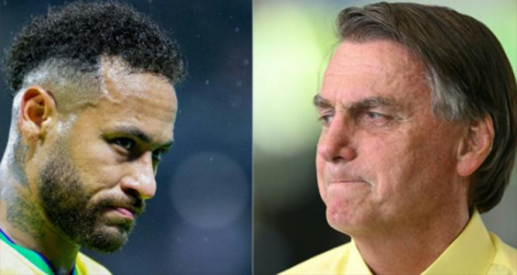 L'attaquant de l'équipe du Brésil Neymar (g) et le président sortant Jair Bolsonaro.