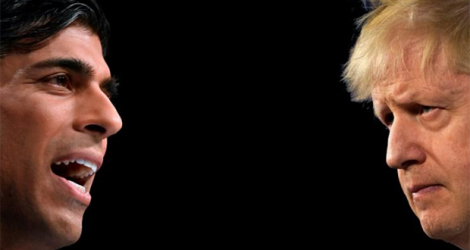 Photomontage de Boris Johnson (droite) et de Rishi Sunak.