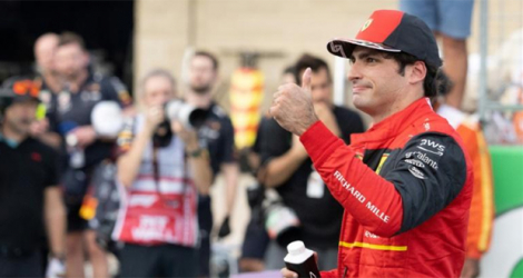 Le pilote Carlos Sainz Jr (Ferrari), après avoir signé la pole position du Grand Prix des Etats-Unis, à Austin le 22 octobre 2022.