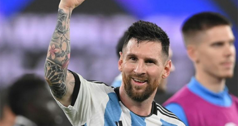 La star de l'Argentine Lionel Messi après la victoire contre l'Australie en 1/8 de finale du Mondial, le 3 décembre 2022 à Doha.