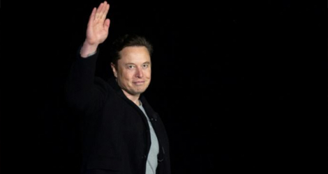 Elon Musk lors d'une conférence de presse de SpaceX près de Boca Chica Village, au Texas (Etats-Unis), le 10 février 2022.