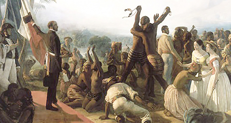 Affiche symbolisant la fin de l’esclavage en 1835.