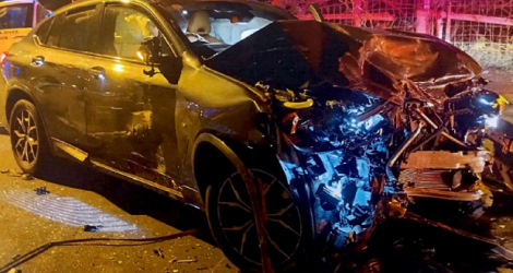 L’état de la voiture de l’avocat après l’accident dont auraient été témoins deux personnes.