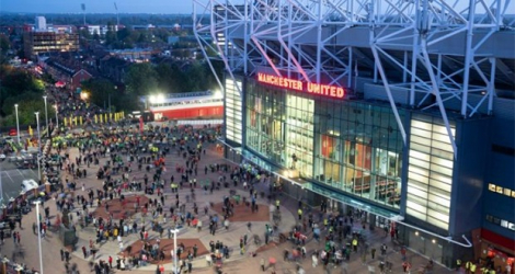 L'entrée du stade Old Trafford avant un match de Manchester United contre Omonoia Nicosia en Ligue Europa le 13 octobre 2022 à Manchester.