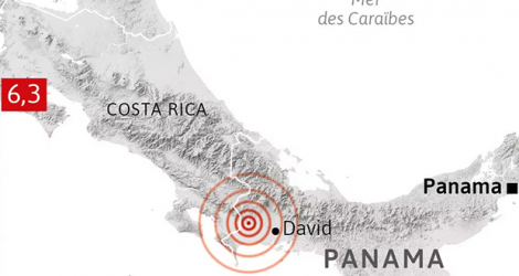 Un séisme de magnitude 6,3 s'est produit à la frontière entre le Panama et le Costa Rica vers minuit mardi.