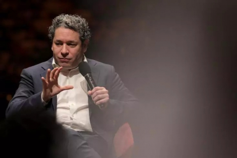 Le chef d'orchestre vénézuélien Gustavo Dudamel au David Geffen Hall, le 20 février 2023 à New York. Getty/AFP/Archives Michael Loccisano
