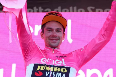 Le Slovène Primoz Roglic nouveau leader du Giro après la 20e étape, le 27 mai 2023 à Monte Lussari AFP Luca Bettini