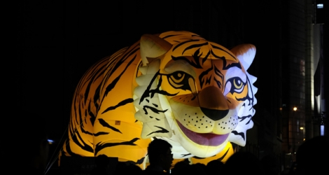 Une lanterne en forme de tigre à Taipei lors du Nouvel an lunaire.