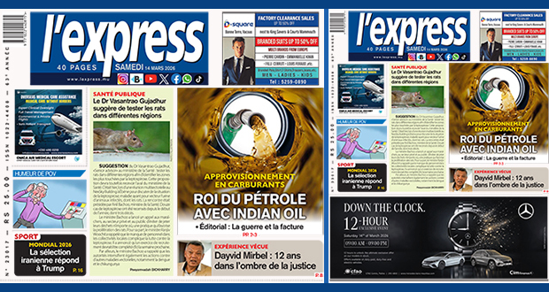 Les grands titres de l'express de ce samedi 14 mars 2026 ?