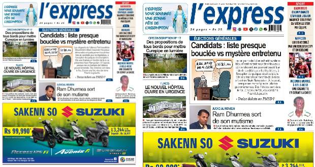 Les grands titres de l'express de ce jeudi 15 août 2024