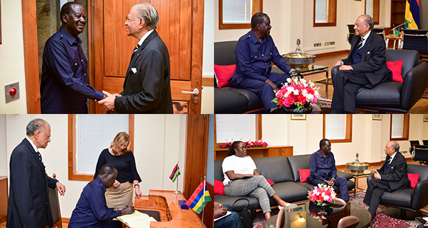 L'ancien Premier ministre kényan Odinga rend visite à Ramgoolam
