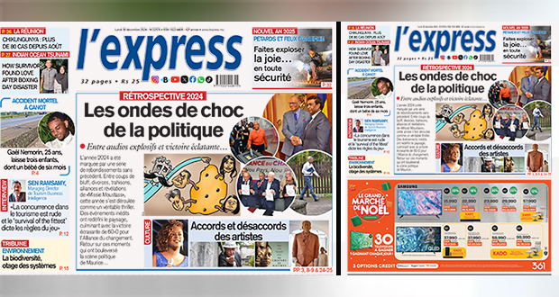 Les grands titres de l'express de ce lundi 30 décembre 2024