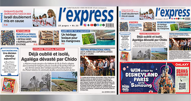Les grands titres de l'express de ce vendredi 13 décembre 2024