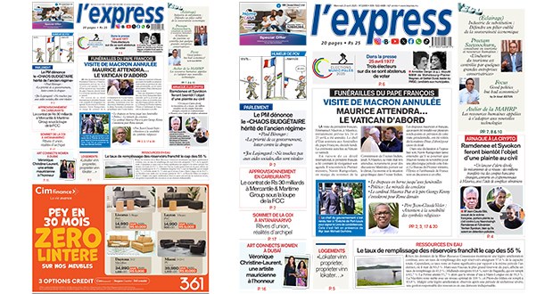 Les grands titres de l'express de ce mercredi 23 avril 2025