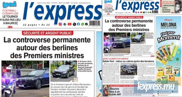 Les grands titres de l'express de ce lundi 31 août 2026