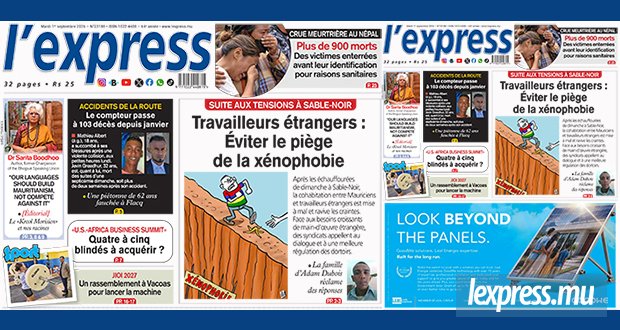 Les grands titres de l'express de ce mardi 1ᵉʳ septembre 2026