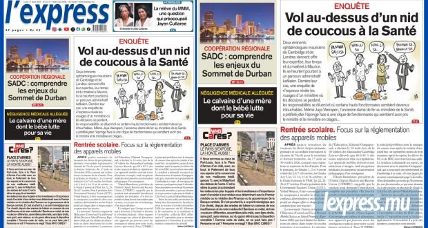 Les grands titres de l'express de ce lundi 17 août 2026