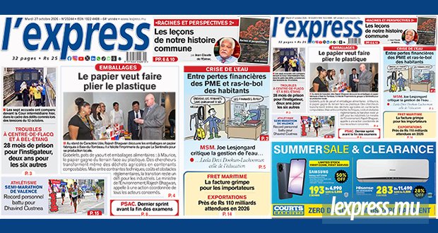 Les grands titres de l'express de ce mardi 27 octobre 2026