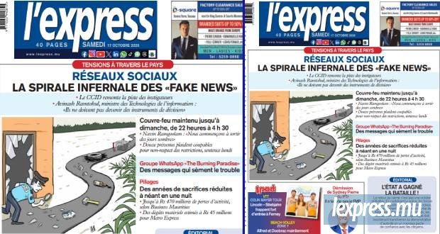 Les grands titres de l'express de ce samedi 17 octobre 2026