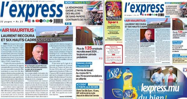 Les grands titres de l'express de ce vendredi 3 juillet 2026