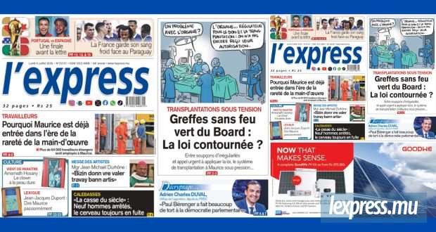Les grands titres de l'express de ce lundi 6 juillet 2026