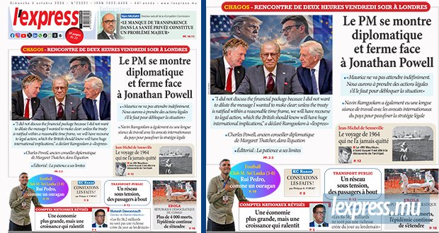 Les grands titres de l'express de ce dimanche 4 octobre 2026