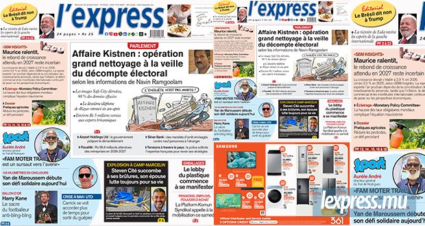 Les grands titres de l'express de ce mercredi 28 octobre 2026