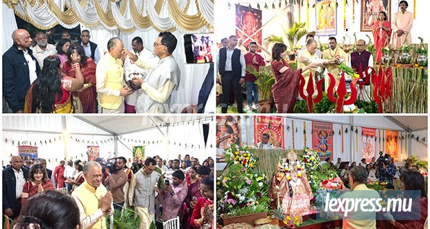 Navin et Veena Ramgoolam à la cérémonie du «Shiv Maha Puran Ki Katha»