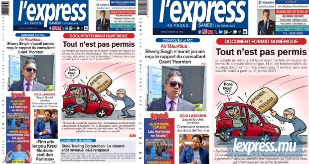 Les grands titres de l'express de ce samedi 3 octobre 2026