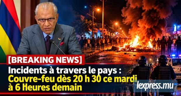 Couvre-feu dès 20 h 30 ce mardi à 6 heures demain