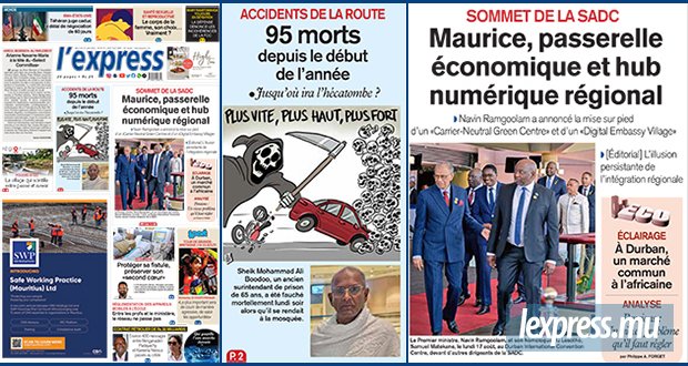 Les grands titres de l'express de ce mercredi 19 août 2026